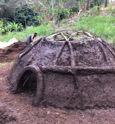 The temazcal structure taking shape